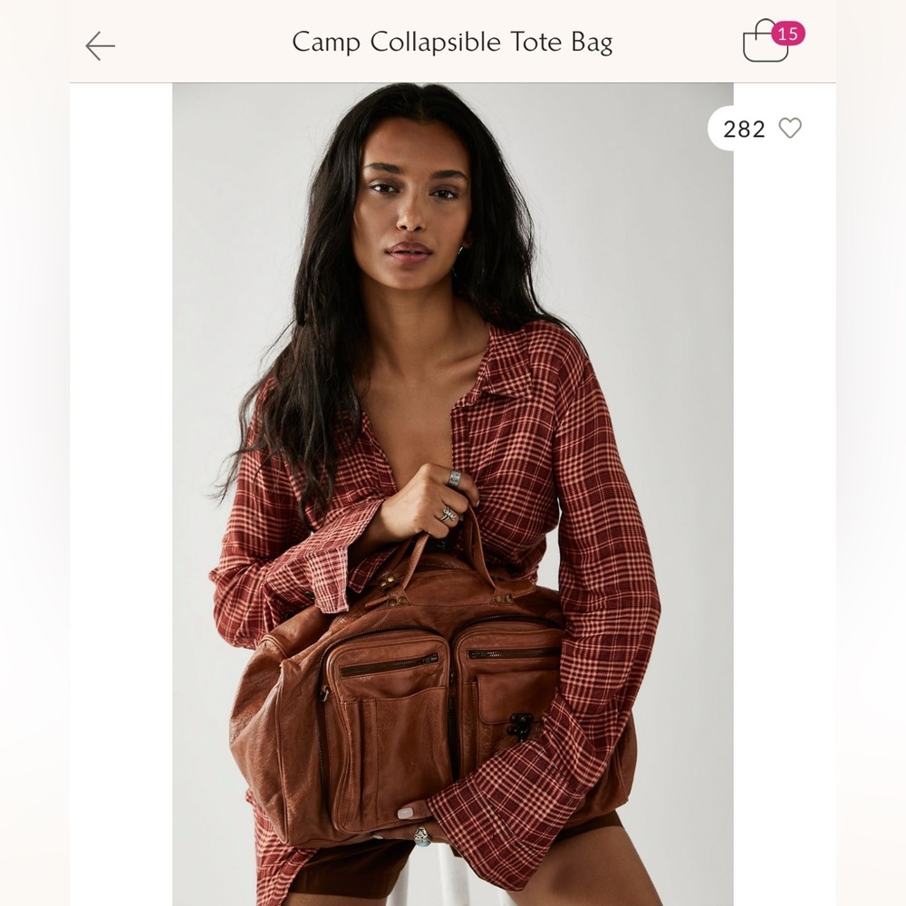 Free People Brown Camp Collapsible Tote Bag